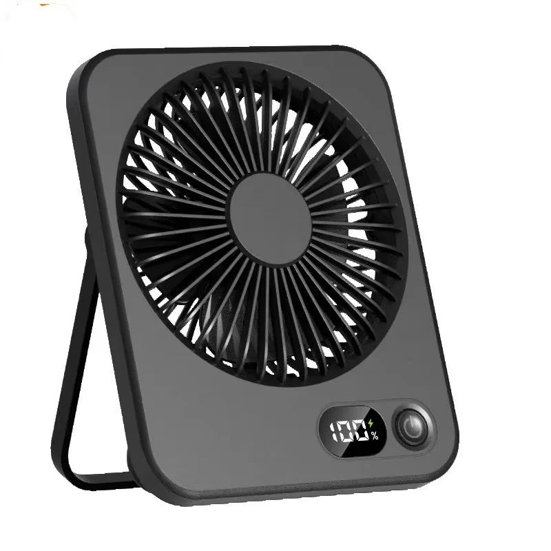 Foldable desk fan, USB rechargeable, 5-speed control, front view