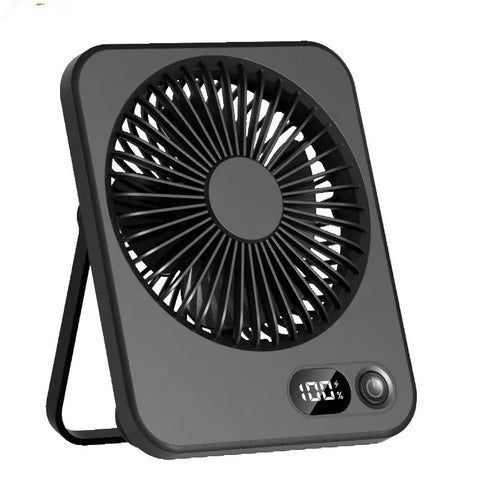 Foldable desk fan, USB rechargeable, 5-speed control, front view
