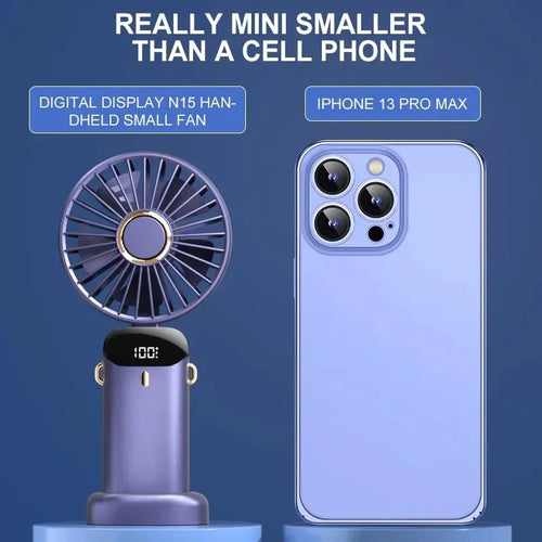 Portable neck fan with phone stand, hands-free cooling