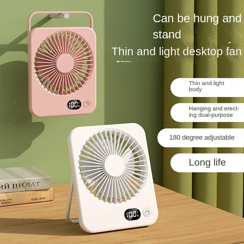 Foldable desk fan digital battery display close-up
